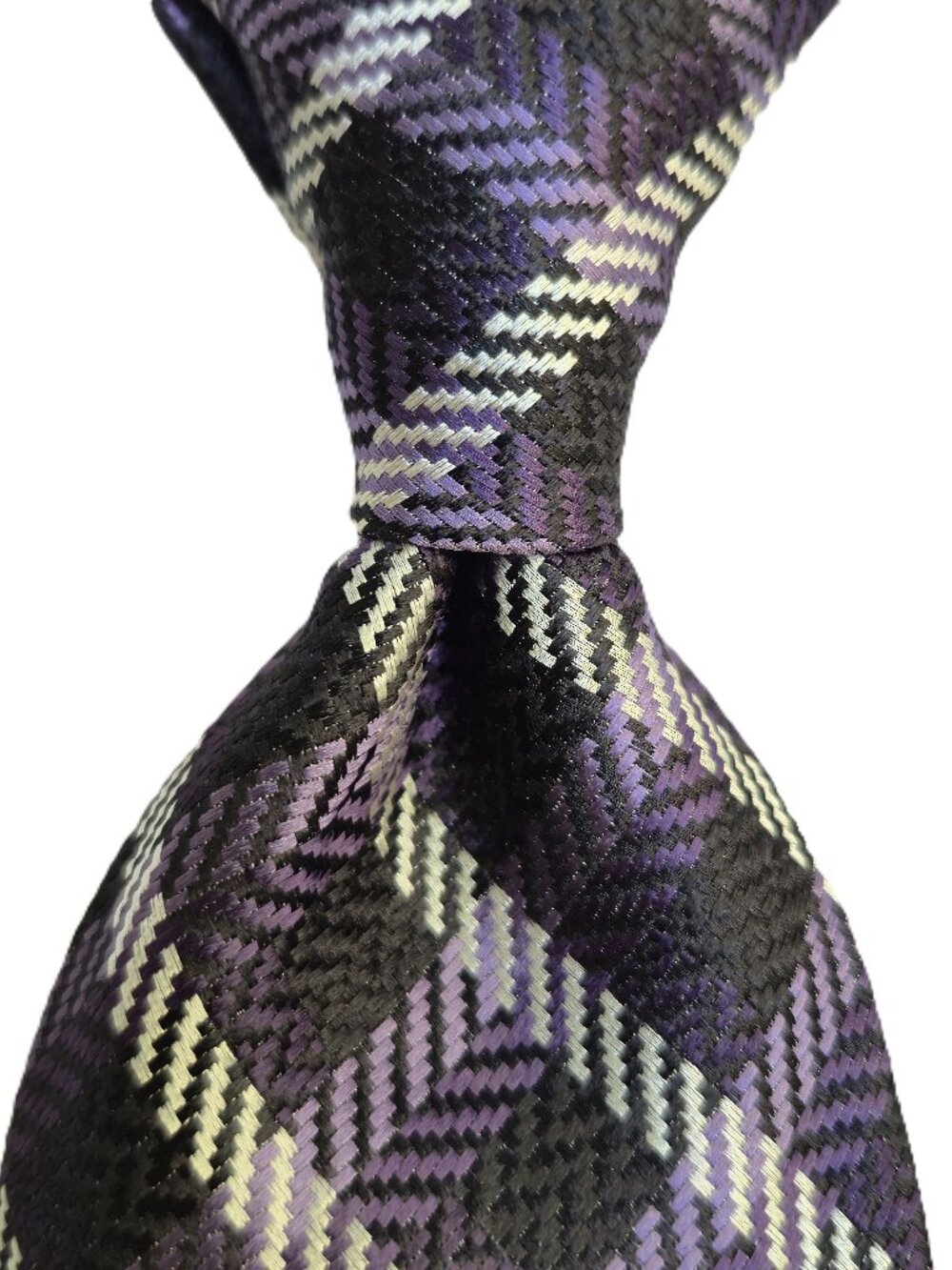 NWT TOM FORD Purple Black White Plaid Woven Silk Tie Italy $280 - Picture 1 of 6